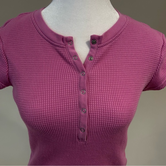 Calvin Klein Waffle Knit Henley Top - Picture 3 of 5